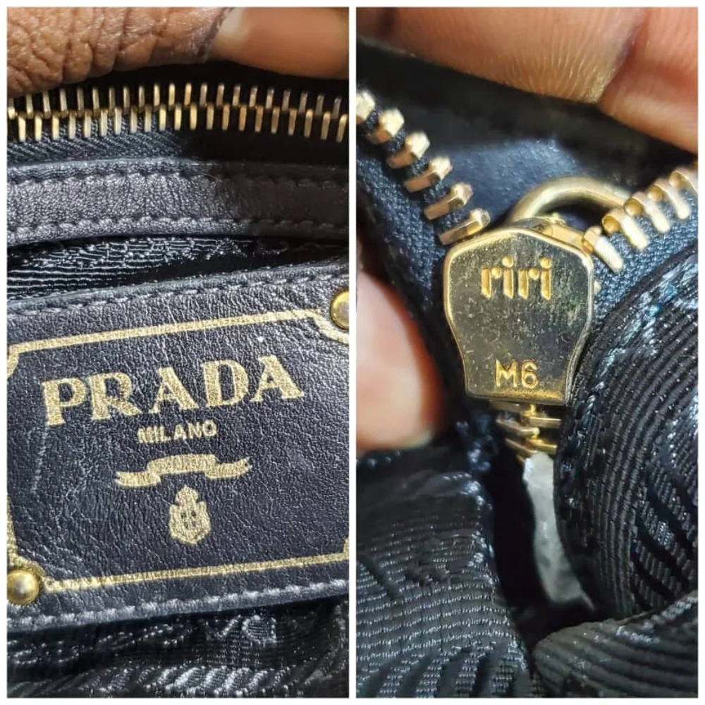 Authentic Prada Convertible Satchel Tessuto & Leather Bag